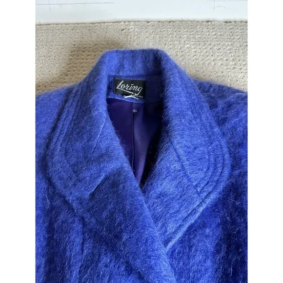 Women's Vtg Size 10 P Loring Super Soft Periwinkle Mohair Wool Coat Made In USA - Picture 9 of 10